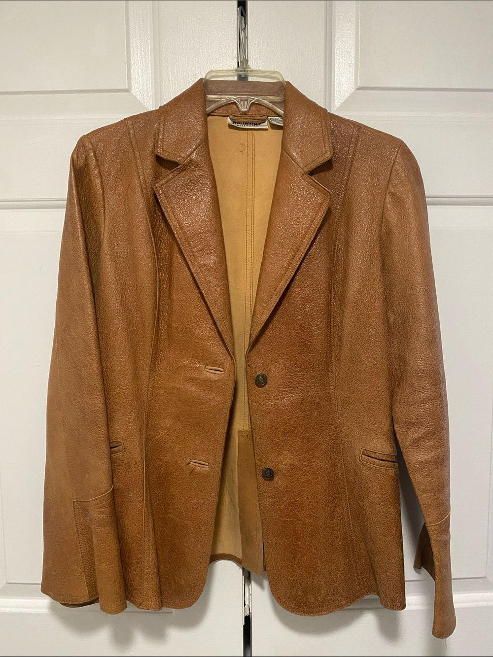 Newport News Camel Brown Leather Jeanology Jacket